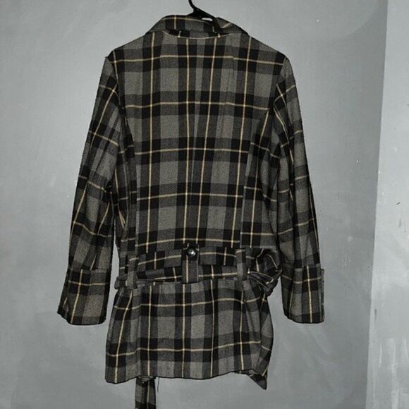 BB Dakota Plaid Double Breasted Peacoat - Picture 3 of 4